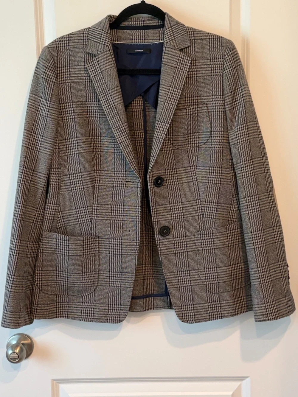 Windsor Blazer Men’s Size 40 Houndstooth Wool Blend Sport Coat Two Button Jacket